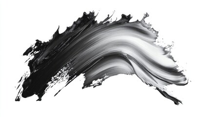 Wall Mural - Abstract black and white oil paint brushstroke on white background showcasing elegant artistic texture and high-quality design for creatives.