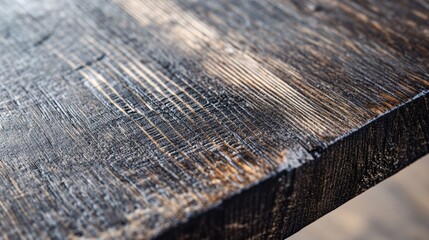 Poster - Dark Maple Wood Surface with Subtle Shine Showing Grain Patterns and Texture Ideal for Interior Design and Furniture Backgrounds