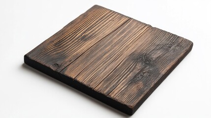 Poster - Dark Brown Wooden Plank Textured Surface Isolated on White Background for Artistic and Design Use