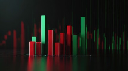 Poster - A D bar chart illustrating market fluctuations, with red and green bars highlighting gains and losses, presented in a sleek, professional style.