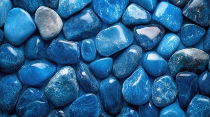Poster - blue polished pebbles textured background for natural and decorative design concepts