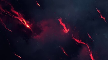 Poster - dark background with dynamic smoke effects and glowing red flames abstract visual for dramatic and c