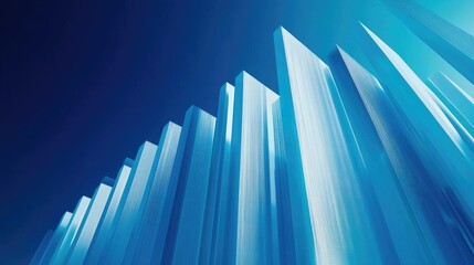 Poster - A blue and white D bar chart showing financial growth with sharp, clean lines, representing an increasing revenue stream over multiple years.