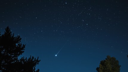 Aufkleber - Glowing planet Earth surrounded by a starry night sky with a bright comet streaking across the dark background