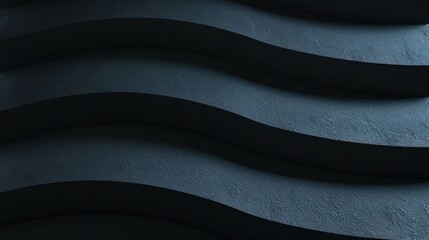 Poster - Abstract wavy wall design in dark tones, creating a modern architectural aesthetic