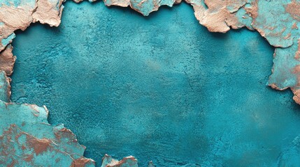 Aufkleber - Textured Blue and Copper Surface with Distressed Areas for Use in Backgrounds or Creative Projects Featuring Empty Space for Text Integration