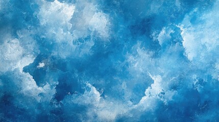 Aufkleber - Tranquil Blue Sky with Fluffy White Clouds in a Faded Abstract Art Style Perfect for Serene Backgrounds and Designs