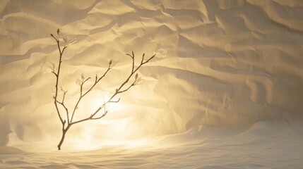Aufkleber - Minimalist Artistry with Subtle Light and Natural Elements on Textured Backdrop Evoking Serenity and Calm in Contemporary Spaces