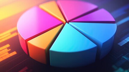 Poster - A dynamic D pie chart illustrating market share distribution, with segments rising and falling, symbolizing changes in financial data.