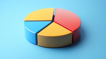Poster - A financial D pie chart showing the division of a company's assets, with bold colors and shadows adding depth to each section.
