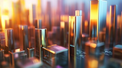 Poster - A metallic D bar chart showcasing financial data, with bars of varying heights, symbolizing different investment returns over time.