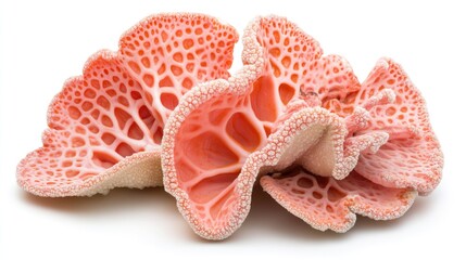 Poster - sliced coral fruit with intricate texture and vibrant colors isolated on a clean white background fo