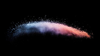 Aufkleber - vibrant paint dust particles explosion in rainbow colors on dark background creating contrast and dy