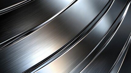 Poster - Polished stainless steel texture with flowing metallic elements for modern design and industrial themes