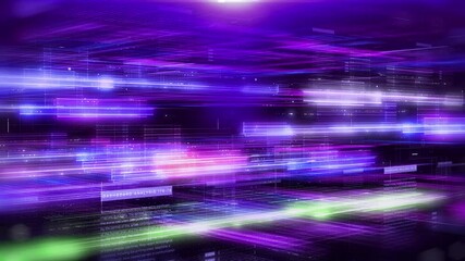 Fototapete - Technology digital cyberspace data network connection perspective view fly through 4K motion background.