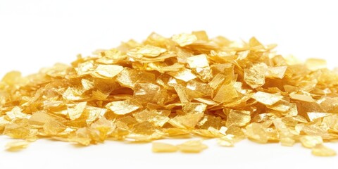 Aufkleber - Elegant Gold Confetti Pieces on Bright White Background for Celebration and Decorative Use with Copy Space for Custom Text