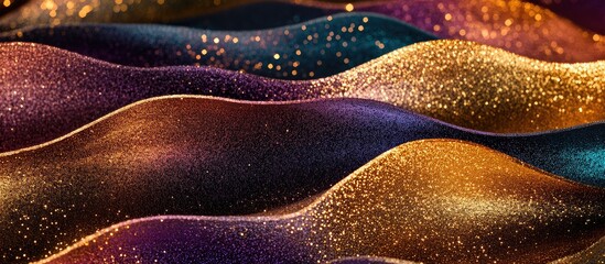 Wall Mural - Vibrant Gold Sequin Waves Texture Background with Empty Space for Text Suitable for Creative Projects and Advertisements