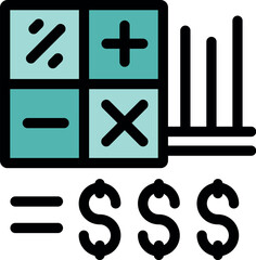 Poster - Calculator is calculating money resulting from growing vertical bars graph, showing financial success