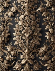 Wall Mural - Geometric damask design with interlocking florals and leaves, ornate, patterns, design