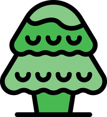 Poster - Stylized green tree with layered foliage, representing nature, growth, and environmental concepts