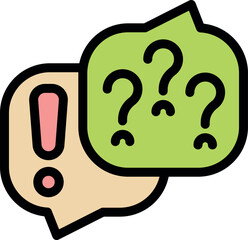 Poster - Speech bubbles showing an exclamation mark and question marks, expressing confusion, uncertainty, and the need for clarification