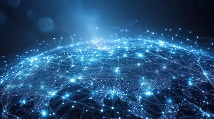 Poster - Global network connections illuminated over Earth at night