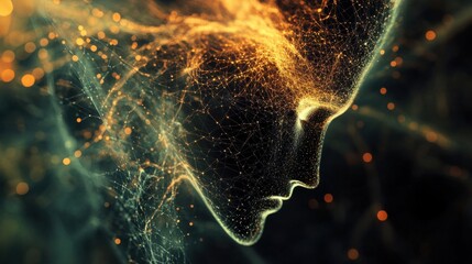 Fototapete - a person with a glowing face and a glowing body