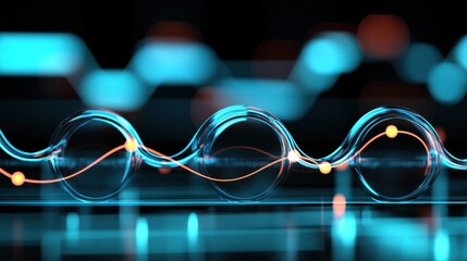 Poster - Dynamic wave patterns in optical technology studio digital art high-tech environment close-up perspective visual innovation