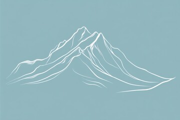 Fototapete - Majestic mountain range outlined against a soft blue background showcasing natures beauty and serenity. Generative AI