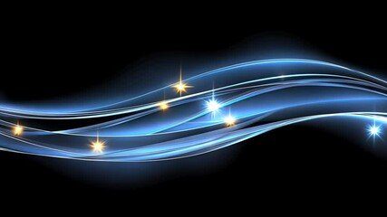 Poster - Blue wave patterns shimmer with sparkling lights, creating a captivating nighttime atmosphere full of enchantment and energy
