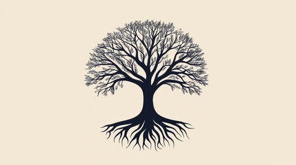 Poster - Creating connections through the intricate design of the tree of life showcasing visible roots and branches. Generative AI