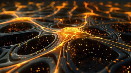 Poster - Abstract representation of glowing neural connections over a textured surface, showcasing vibrant energy