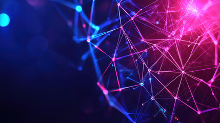 Poster - Abstract digital network with glowing lines in vibrant colors