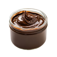 Aufkleber - A glass jar filled with a rich and creamy dark chocolate spread with a swirled texture.