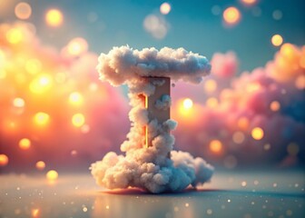 Poster - Cloud Computing Symbol: Abstract I Letter in Soft Focus Bokeh Background