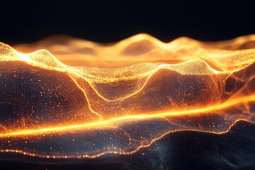 Poster - Abstract depiction of glowing waves illuminating a dark background