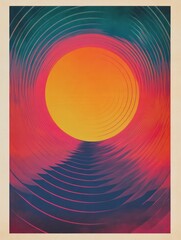 Poster - Abstract geometric illustration with concentric circles and vibrant colors graphic