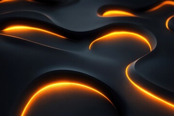 Poster - Flowing lines of light illuminate textured surfaces in a dark abstract background