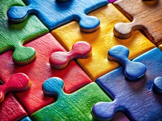 Wall Mural - Colorful Jigsaw Puzzle Pieces - Rule of Thirds Composition
