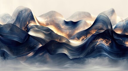 Poster - Abstract representation of flowing waves with dynamic textures and luminous highlights