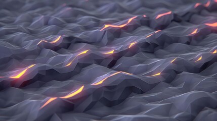 Poster - Abstract representation of textured surface with glowing lines, resembling molten lava flow