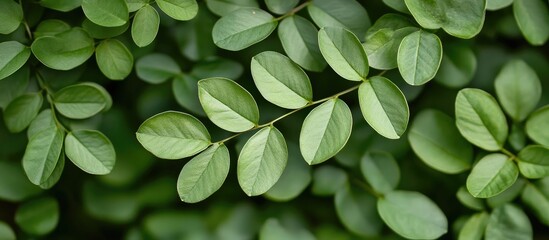 Sticker - Lush Green Leaves Background Texture with Abundant Leaf Patterns and Clear Space for Text Overlay