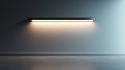 Poster - Minimalist LED work light illuminating soft silver wall