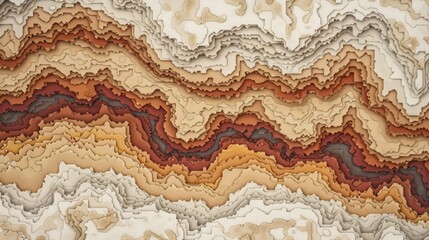 Poster - Abstract layered textures in warm earth tones resembling geological formations and patterns