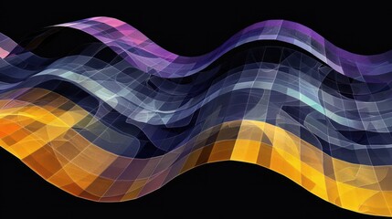 Poster - Abstract wave patterns in vibrant colors creating a dynamic visual flow against a dark background