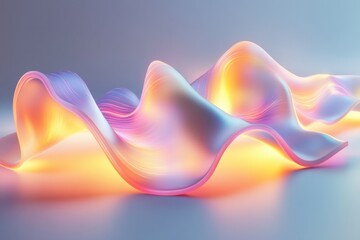 Poster - Colorful wave-like form illuminated with soft light in an abstract composition