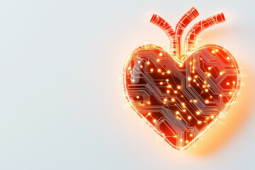 Poster - an outline of a heart, embedded with intricate circuit patterns, reflects a modern interpretation of