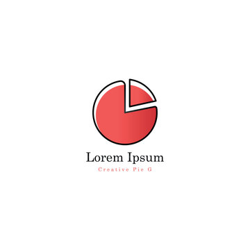 Creative Pie Chart Logo with letter G and Bold Black Outline