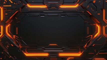 Fototapete - a futuristic background with glowing lines and a black background