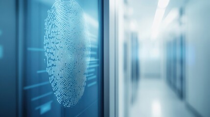 Poster - High-tech fingerprint scanner in modern corridor